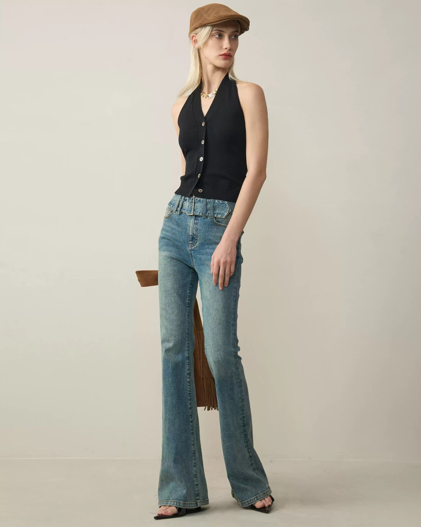High-Waisted Stretch Flare Jeans