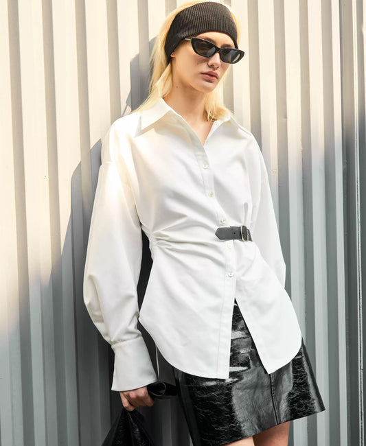 White Belted Waist Shirt – Spring Style
