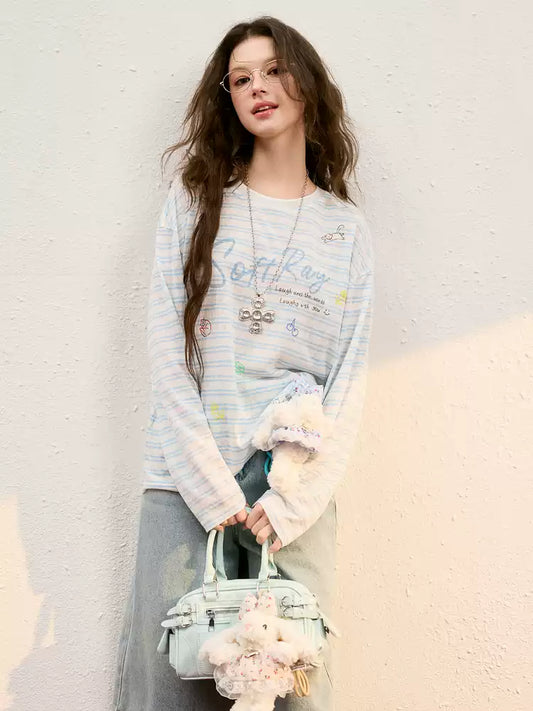 Striped Tencel Oversized Tee