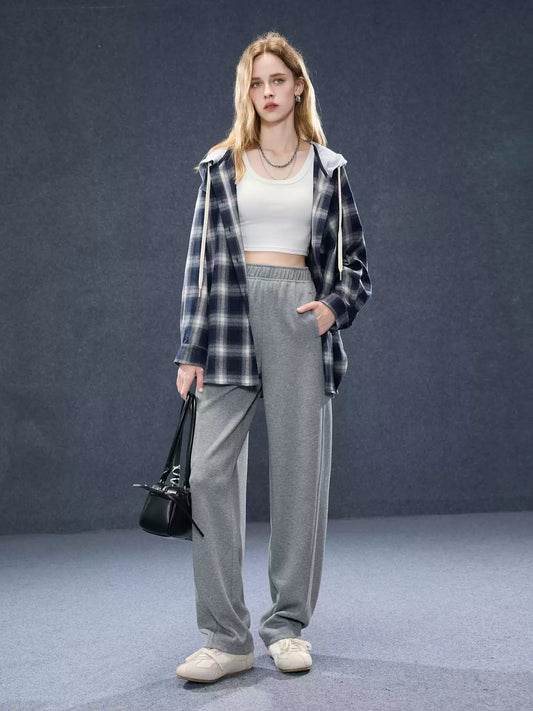 Gray Straight-Leg Jogger Pants