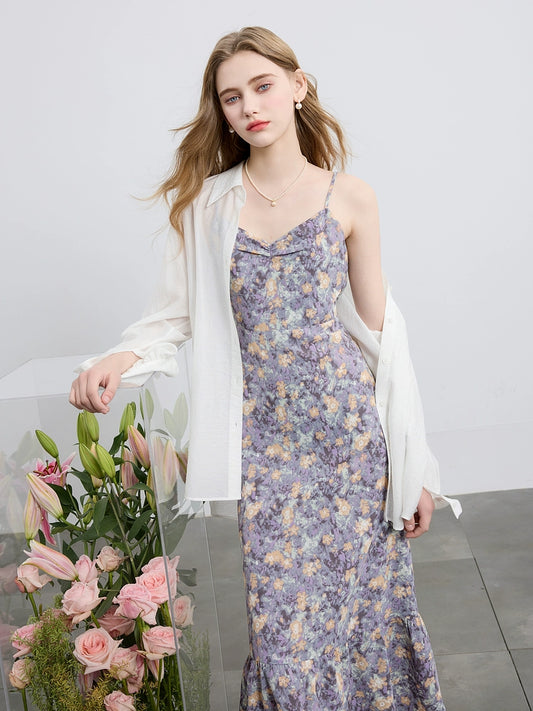 Floral Spaghetti Strap Vintage Dress