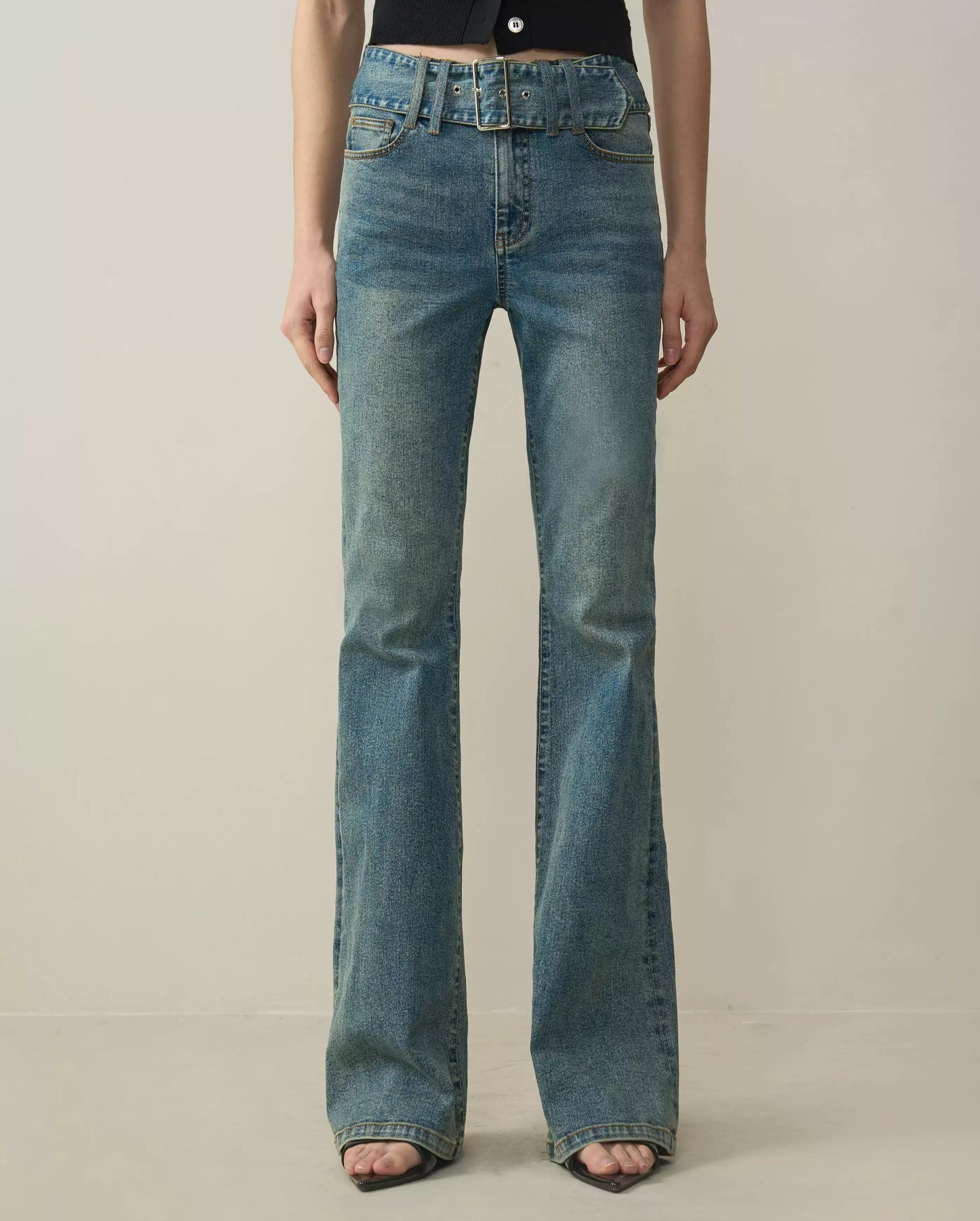 High-Waisted Stretch Flare Jeans